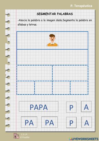 Segmentar palabra: PAPA