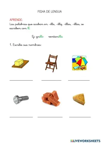 Palabras acabadas en illo-illa