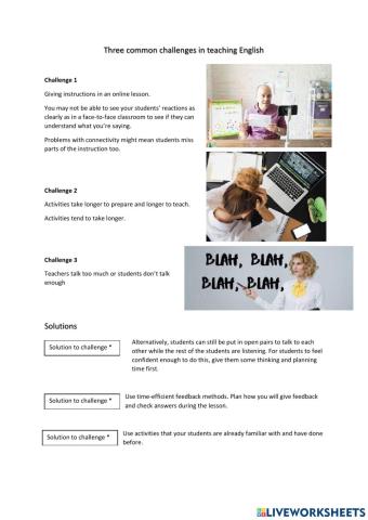 Challenges and solutions in teaching English