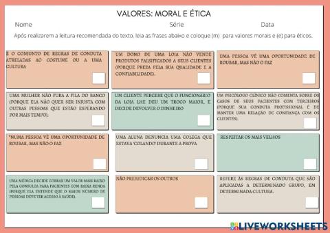 Valores: Moral e Ética