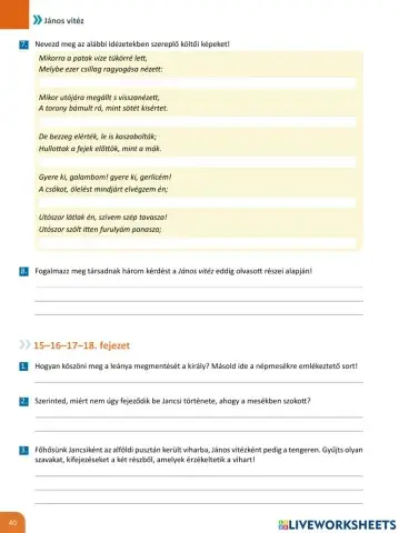 Petőfi: János vitéz 13-14. – házi feladat