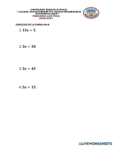 Ecuaciones de la forma ax-b