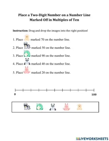 Place a Two-Digit Number on a Number Line Marked Off in Multiples of Ten