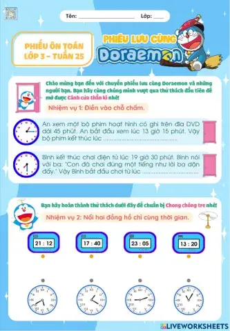 Bài tập Toán cuối tuần 25