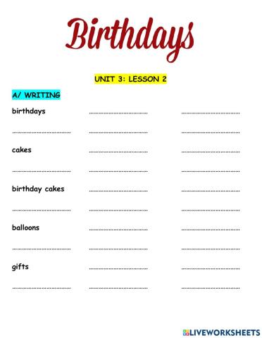 Hang Out Starter Unit 3 Birthdays Lesson 2