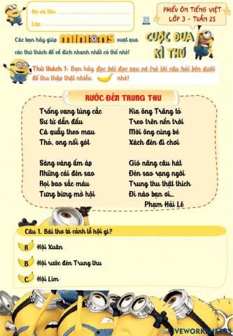 Bài tập Tiếng Việt cuối tuần 25