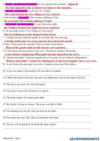 Practice for participles
