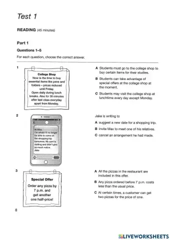 Cambridge B1 reading