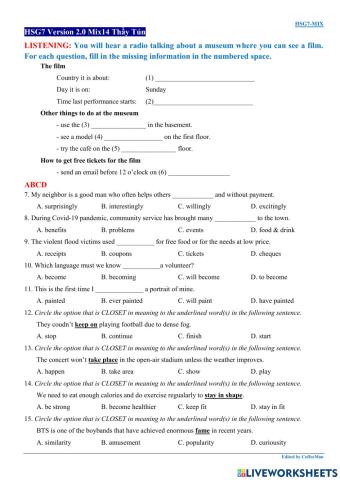 Practice test for grade 7