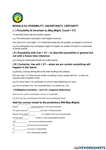 May, Might, Could, Will