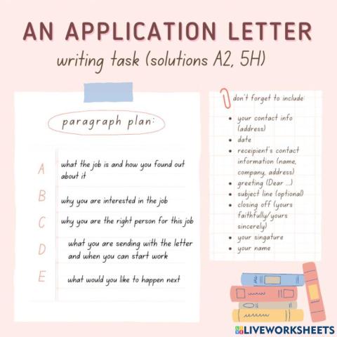 Writing task: an application letter