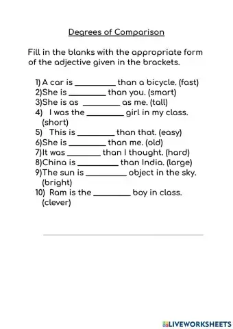 Degrees odf Comparison