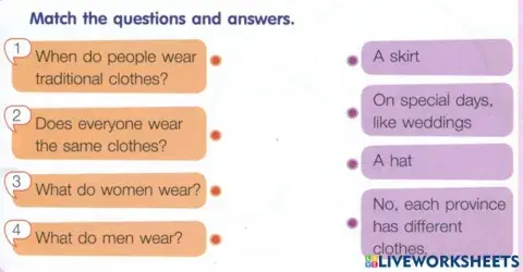 Match the questions and answers.