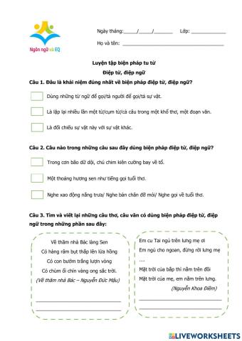 Tiếng Việt - Điệp từ, điệp ngữ