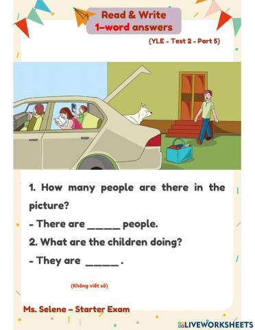 YLE Starters - Test 2 - Reading & Writing - Part 5