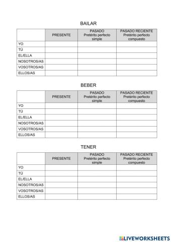 Verbos presente-pasado