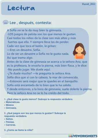 Comprensión lectora. -- Sofia disimula