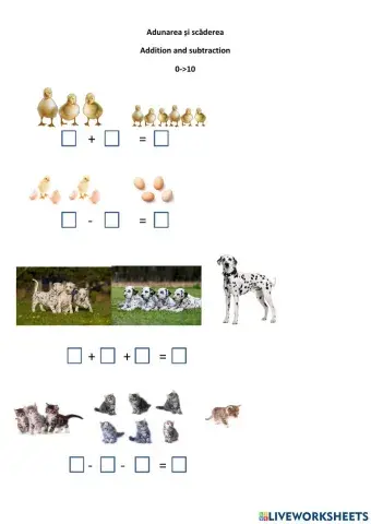 Adunarea și scăderea 0-10 -Addition and Substraction 0-10