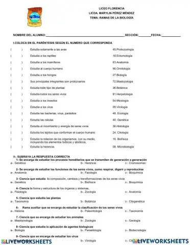 Ramas de la biología