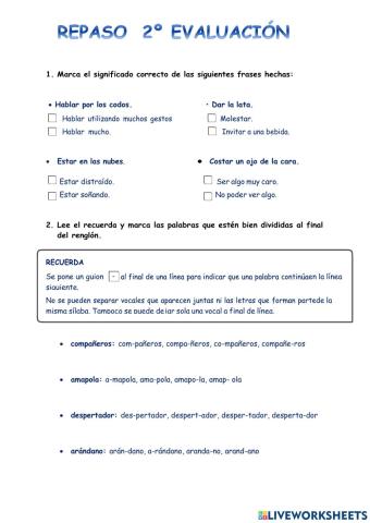Repaso l. castellana 2ª evaluación