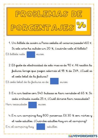 Problemas de porcentajes