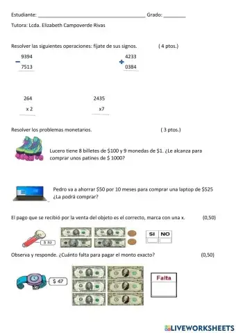 Examen de matemáticas