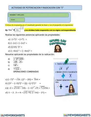 Operaciones combinadas (potencias y raíces)