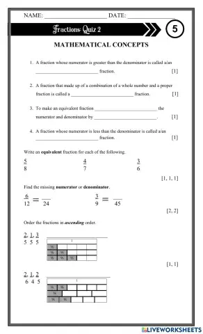 Fractions quiz: 2