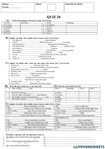 Quiz 20-6th Grade-March -2022