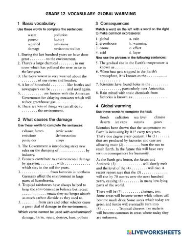 Vocabulary- Global warming