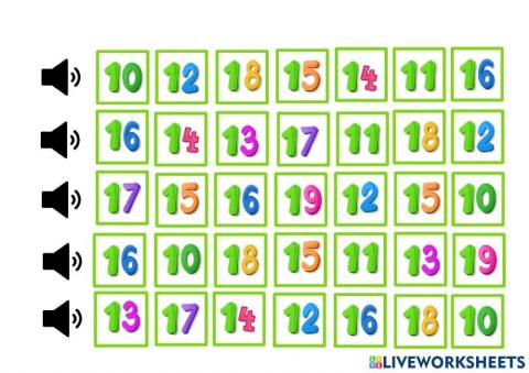 Numeros del 10 al 14 en ingles