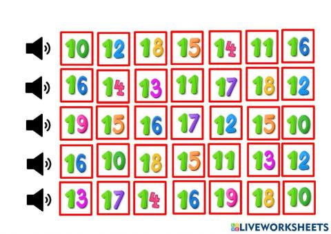 Números del 15 al 19