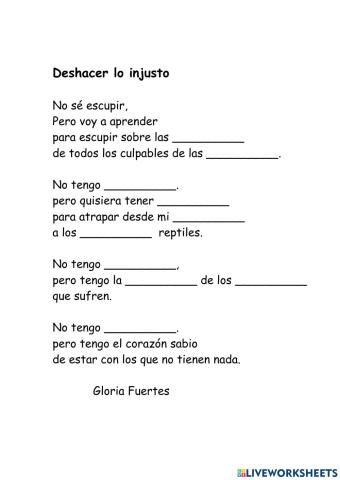 Deshacer lo injusto de Gloria Fuertes