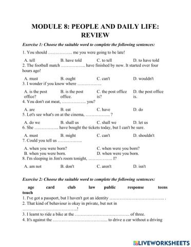 Module 8 People and Daily Life