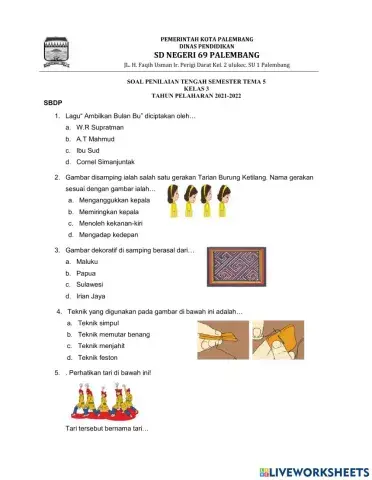 Soal pts SBDP tema 5 kelas 3