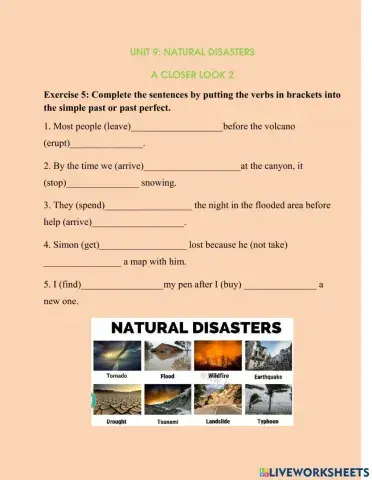 Unit 9- Natural disasters