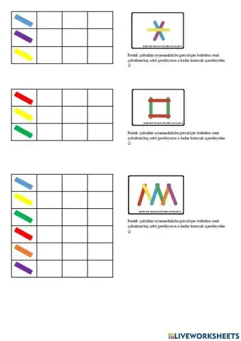 Renkli çubuklar çalışma sayfası 2