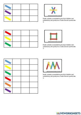 Renkli çubuklar çalışma sayfası 2