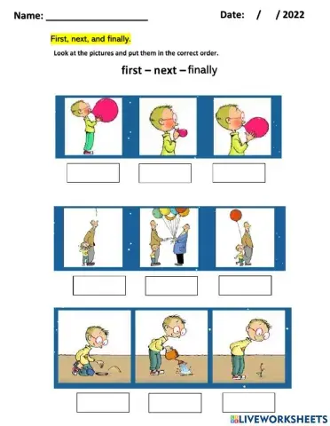 Time Sequence First Next Finally