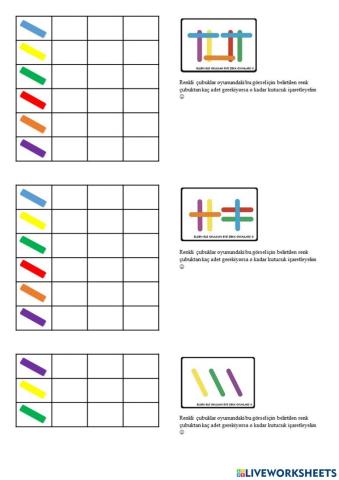 Renkli çubuklar çalışma sayfası 3