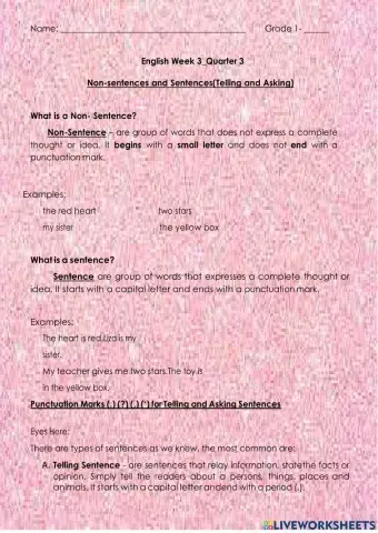 Non-sentences and Sentences(Telling and Asking)