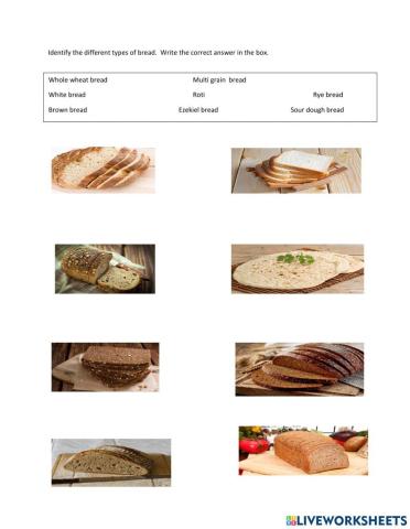 Different types of bread