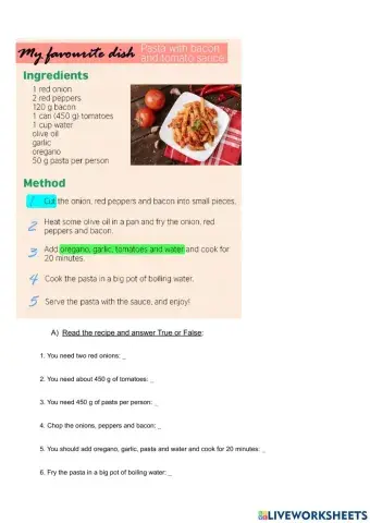 Recipe: Pasta with bacon and tomato sauce