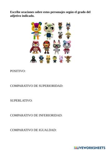 Grados del adjetivo Animal Crossing