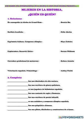 Mujeres en la historia.8M
