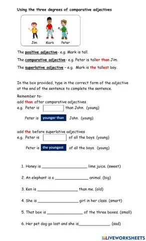 The three degrees of comparative adjectives