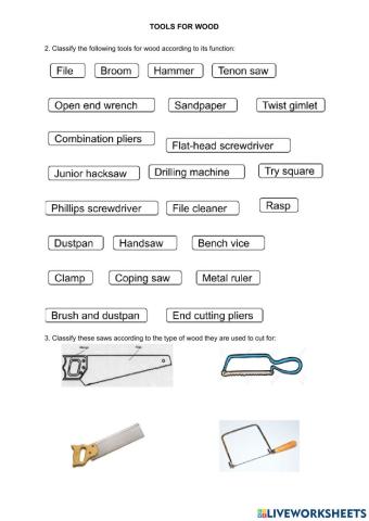 Classify tools for wood
