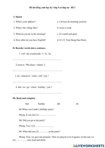 ôn tập tiếng anh 5 học kỳ 1 21-22