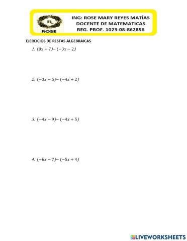 Sustraccion algebraica