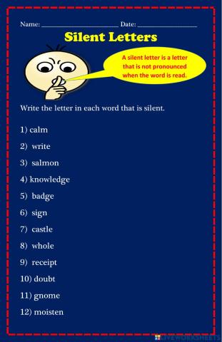 Silent Letters Worksheet